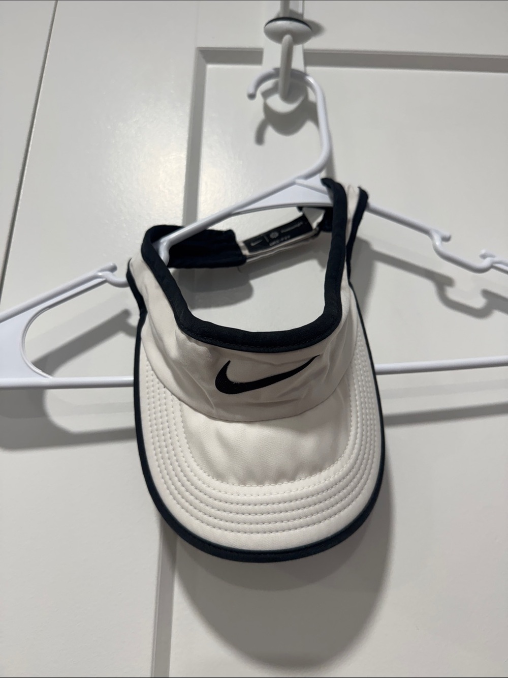 Nike Kids White Visor with Black Trim and Swoosh